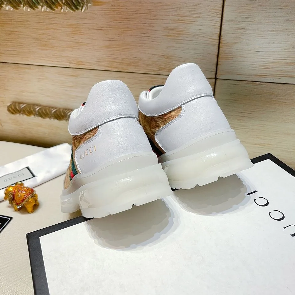 Gucci Men’s GG With Web And Bee High Top Sneaker White - Image 5