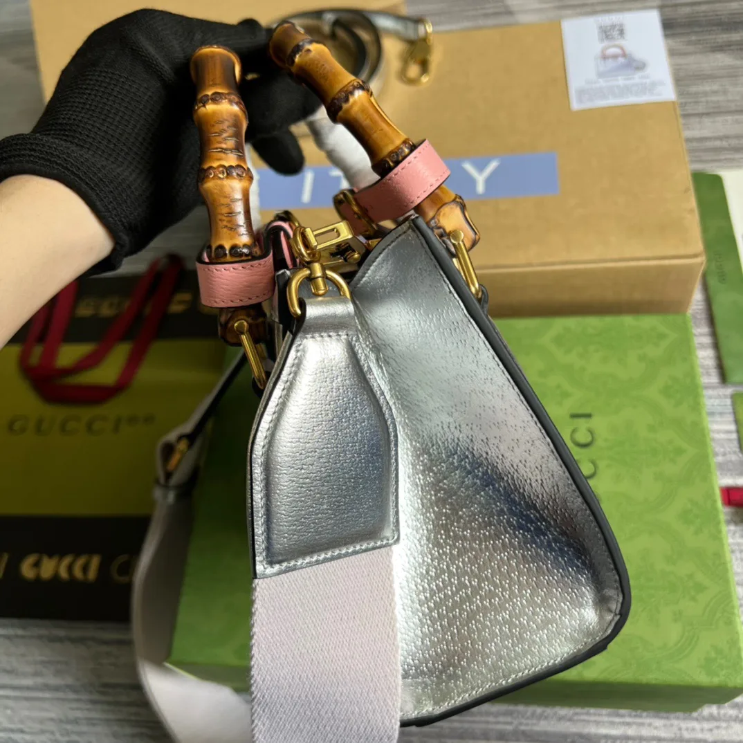 Gucci Diana Mini Tote Bag Silver - Image 3
