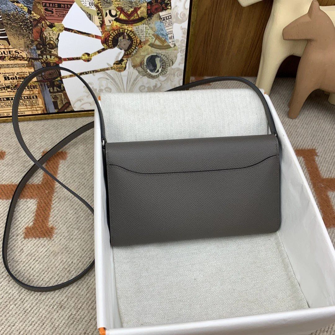 Hermes Constance Long Togo Wallet Grey, Silver Toned Hardware Bag - Image 4