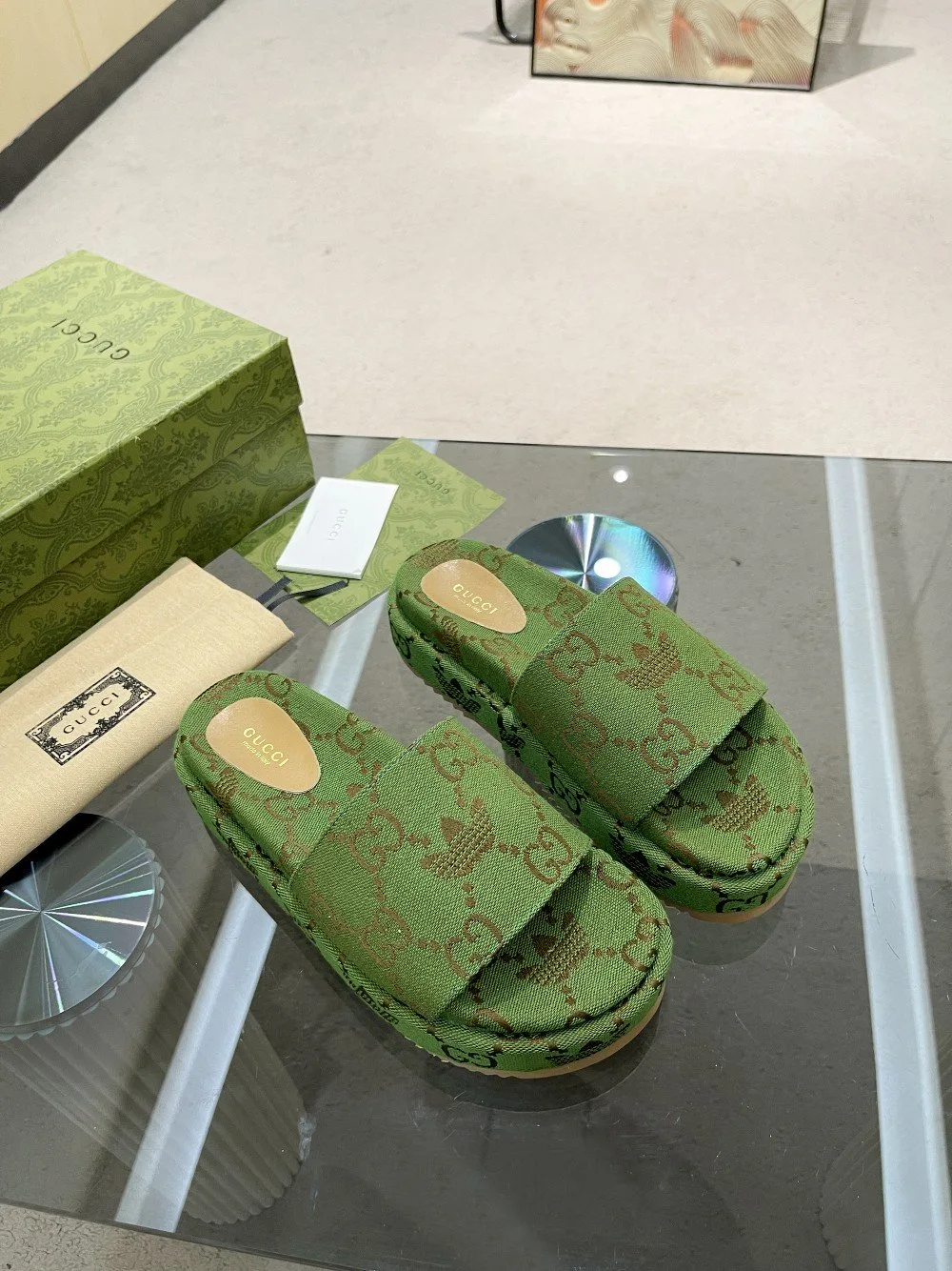 Alternative view of Gucci x Adidas Women’s GG Platform Sandal Green