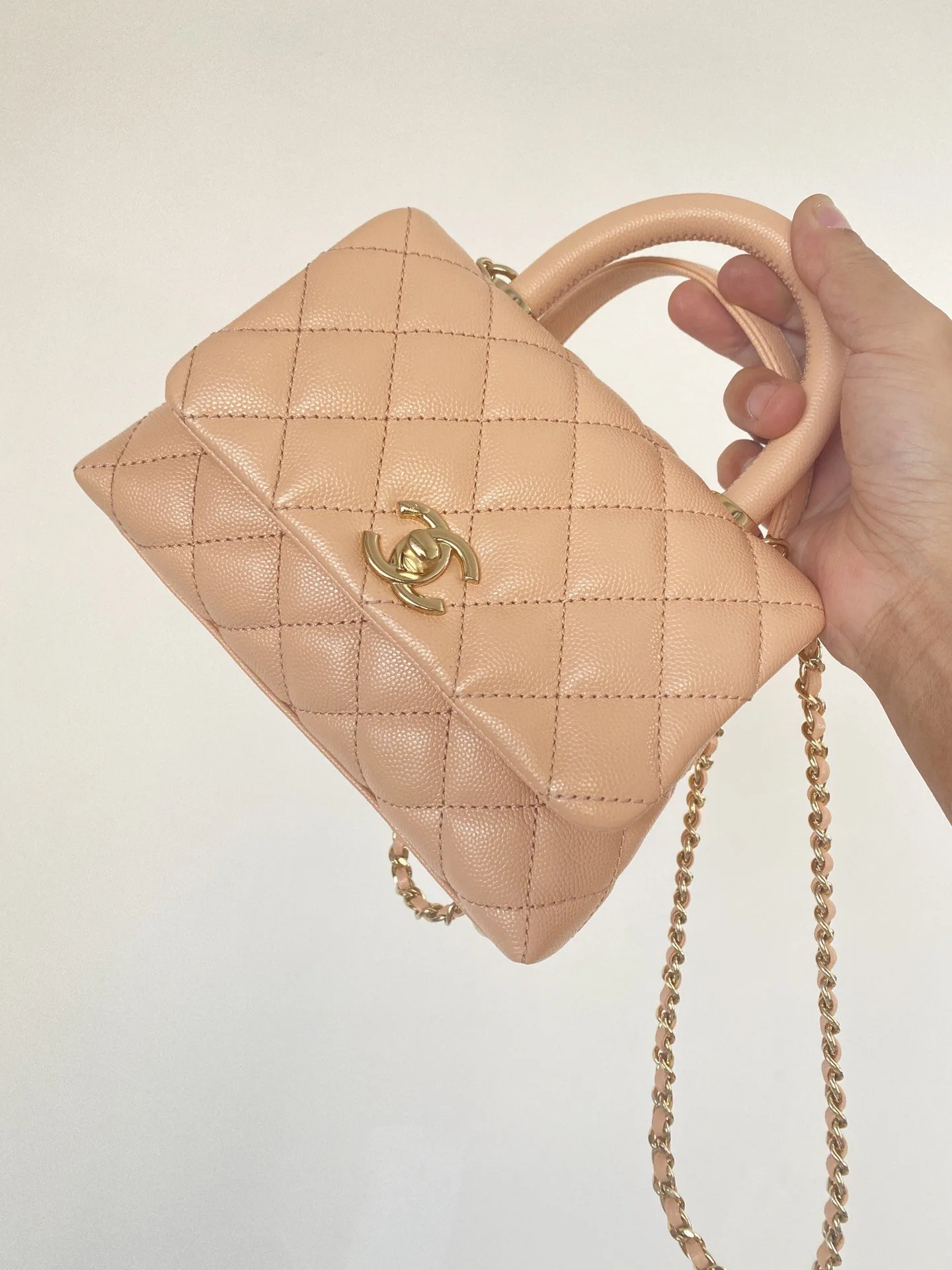 Chanel Mini Flap Bag Top Handle / Light Brown Gold Hardware - Image 4