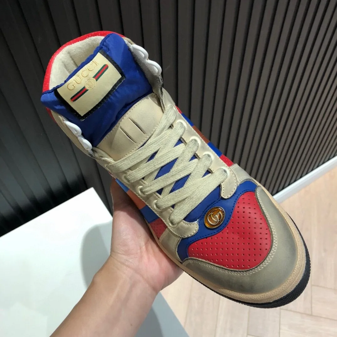 Gucci Men’s Screener High-Top White Red Blue - Image 3
