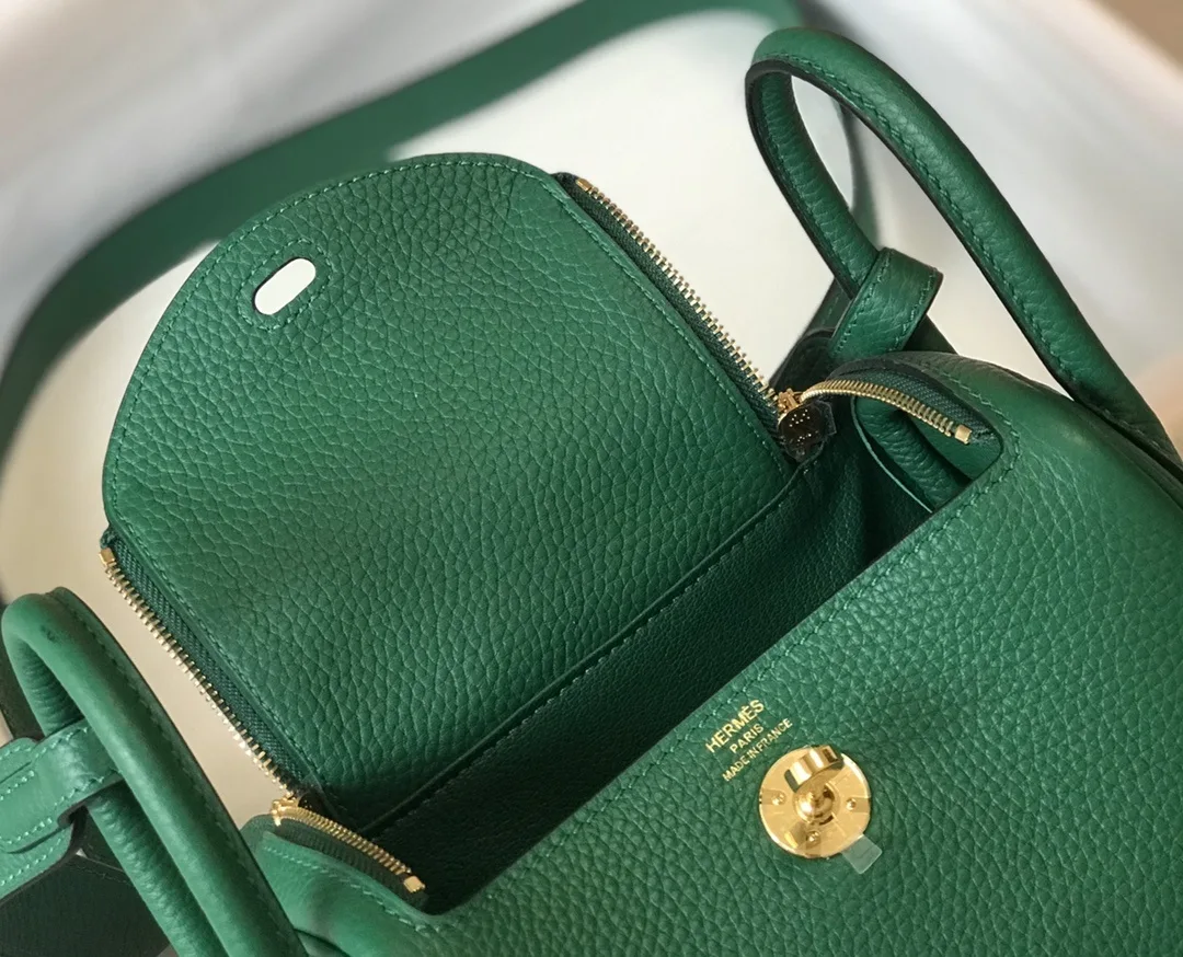 Alternative view of Hermes Lindy Mini Clemence Bag Green