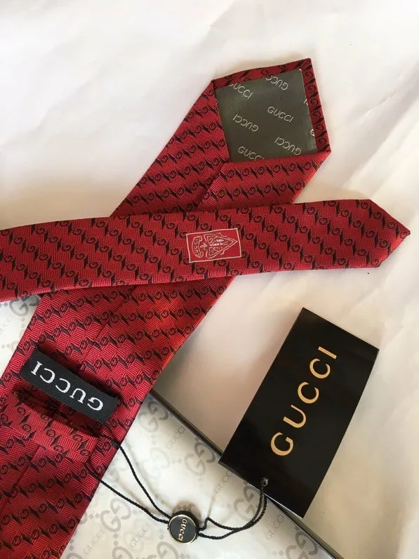 Gucci G Silk Jacquard Tie Red GG Men - Image 8