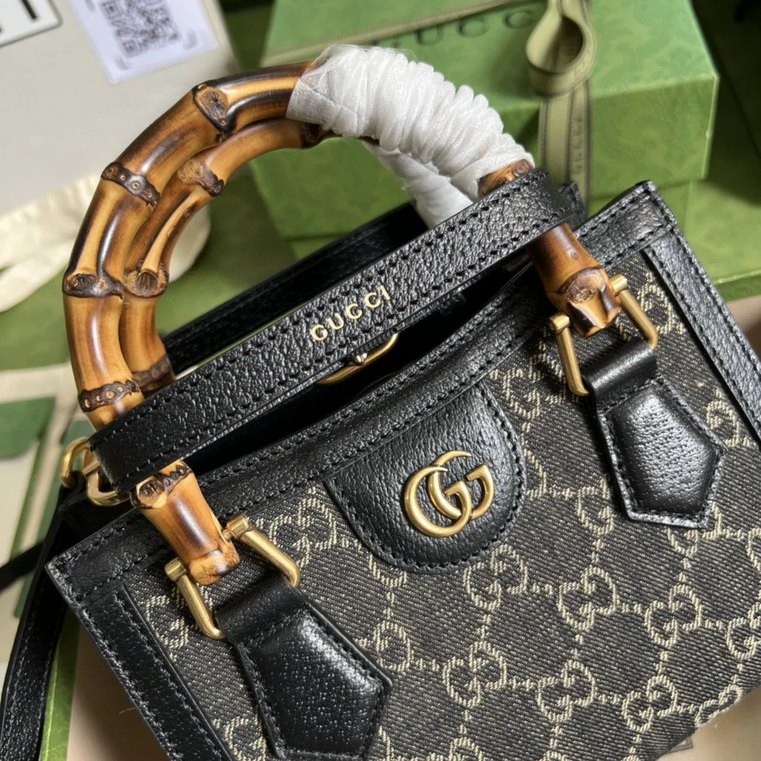 Alternative view of Gucci Diana Jumbo GG Mini Tote Bag Handbag Canvas Lining Black /