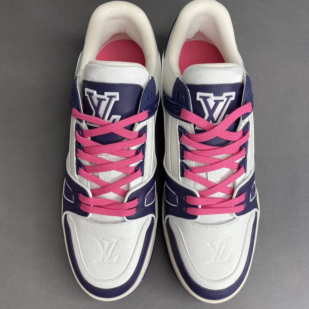 Louis Vuitton Trainer Sneaker Mix Of Materials White/Purple Virgil Abloh - Image 3