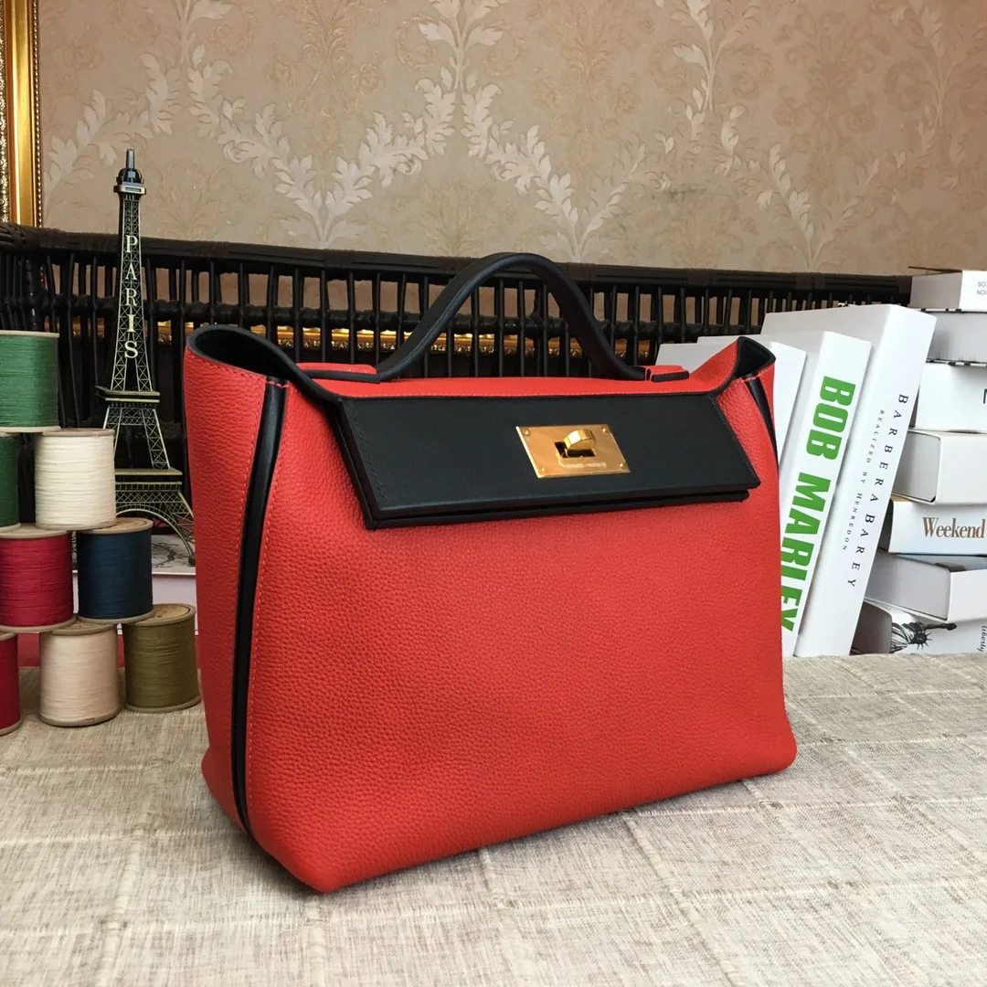 Hermes Clemence Swift Red Gold Toned Hardware - Image 4