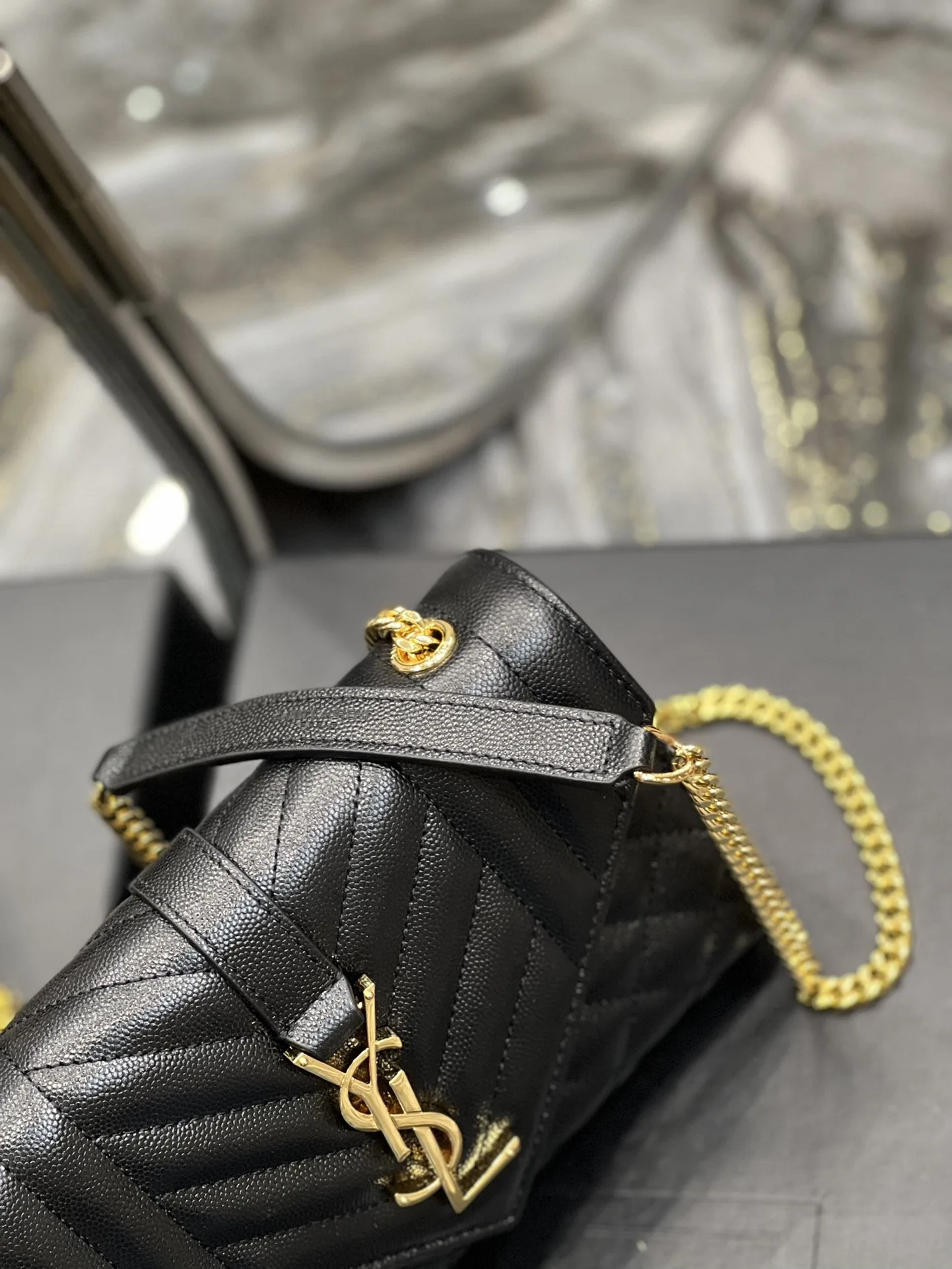 Saint Laurent Small Bag Black In Mix Matelasse / YSL - Image 4