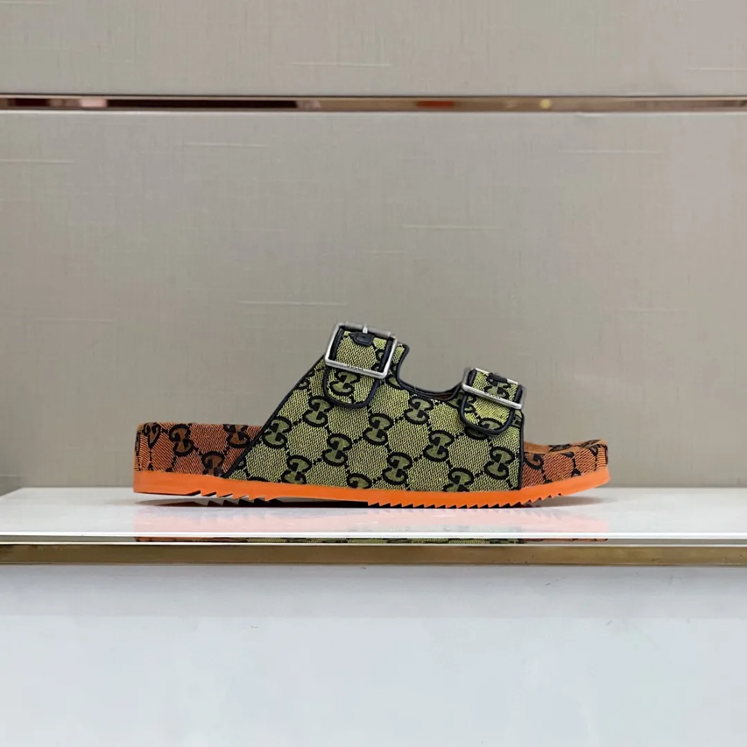 Gucci Slide Sandal With Straps Orange And Green 2HK60 - Image 4