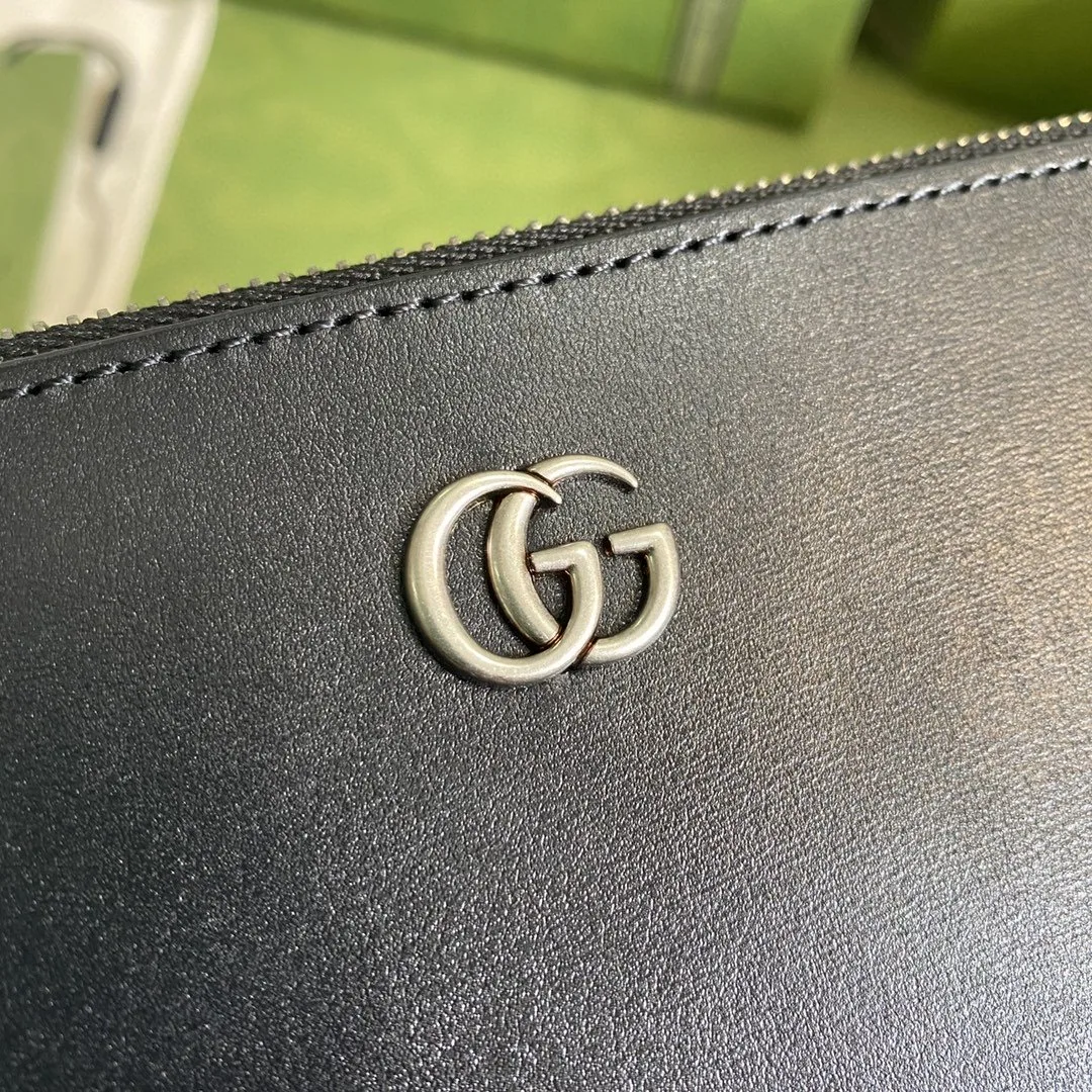 Gucci Marmont Pouch / Black Silver Toned Hardware GG - Image 5