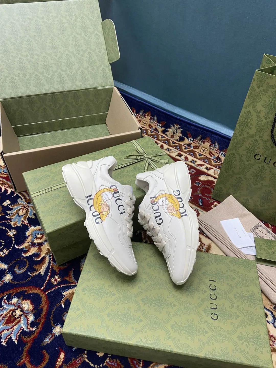 Gucci Rhyton Sneakers With Bananya White Ivory -2SH00-9522a - Image 3