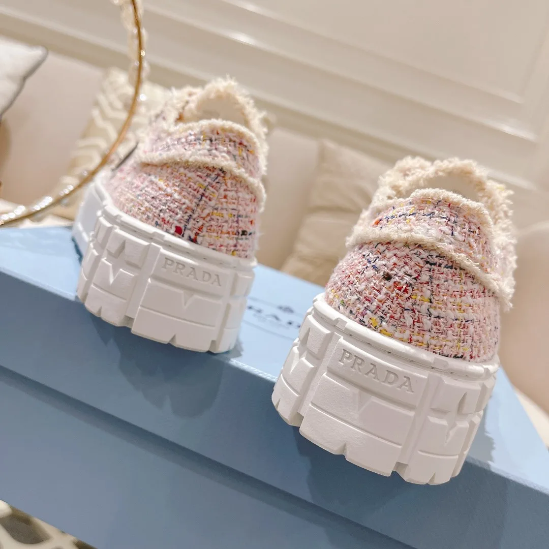 Prada Gabardine Canva Double Wheel Sneakers Pink / PRD - Image 5