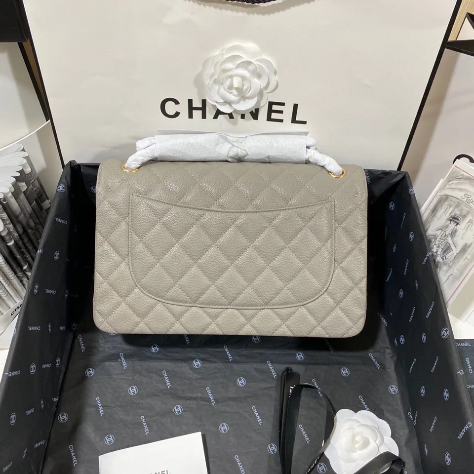 Chanel Classic Flap Bag Large Crossbody / Grey Gold Hardware - Image 6