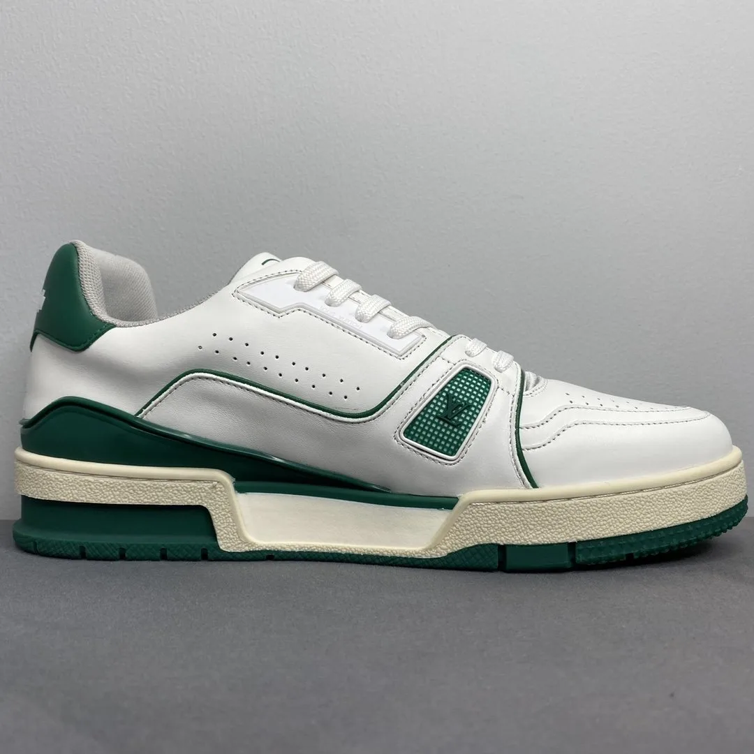Louis Vuitton Trainer Sneaker Mix Of Materials White/Green - Image 6