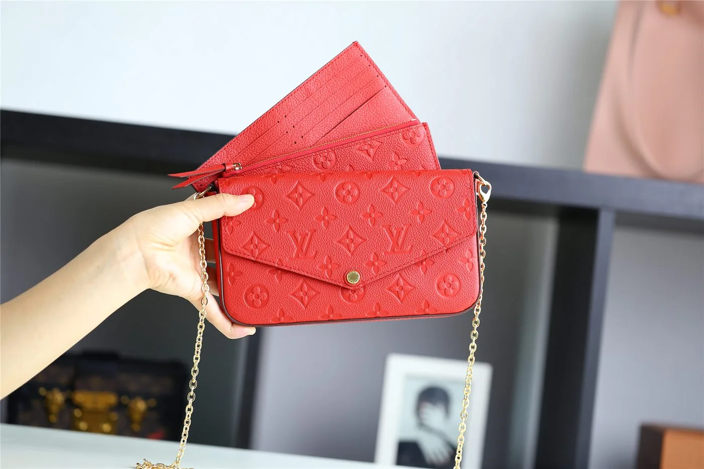 Louis Vuitton Pochette Felicie Monogram Empreinte Red - Image 4
