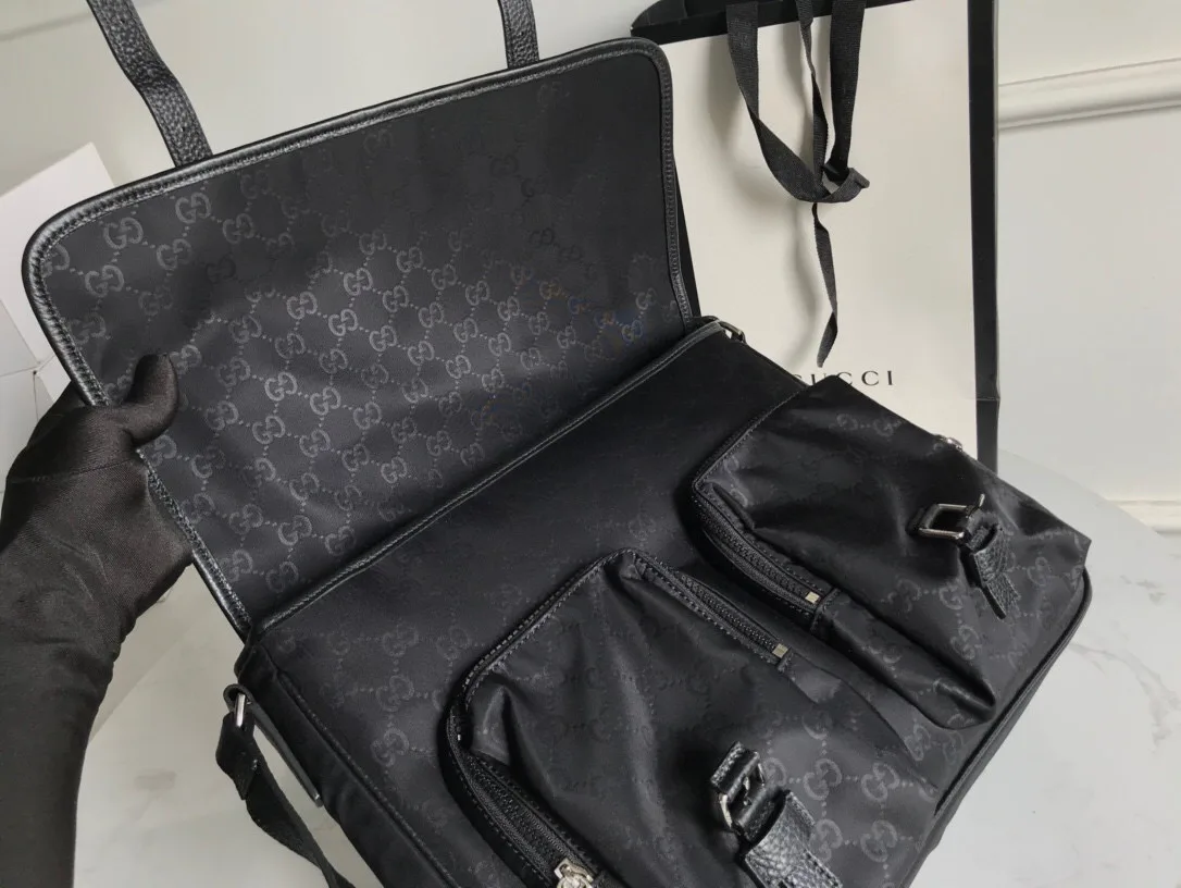 Gucci Shoulder Bag Nylon Shima Black GG Embossed / - Image 8