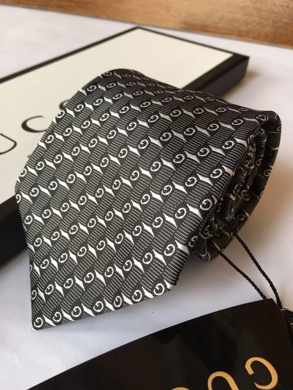 Gucci G Silk Jacquard Tie Dark Grey GG Men - Image 6