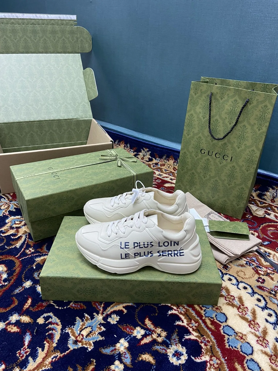 Gucci Men’s Rhyton Sneaker With Anchor White Ivory - Image 3