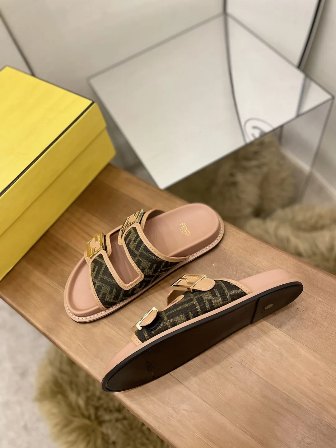 Fendi Feel Slides Dark Pink - Image 5