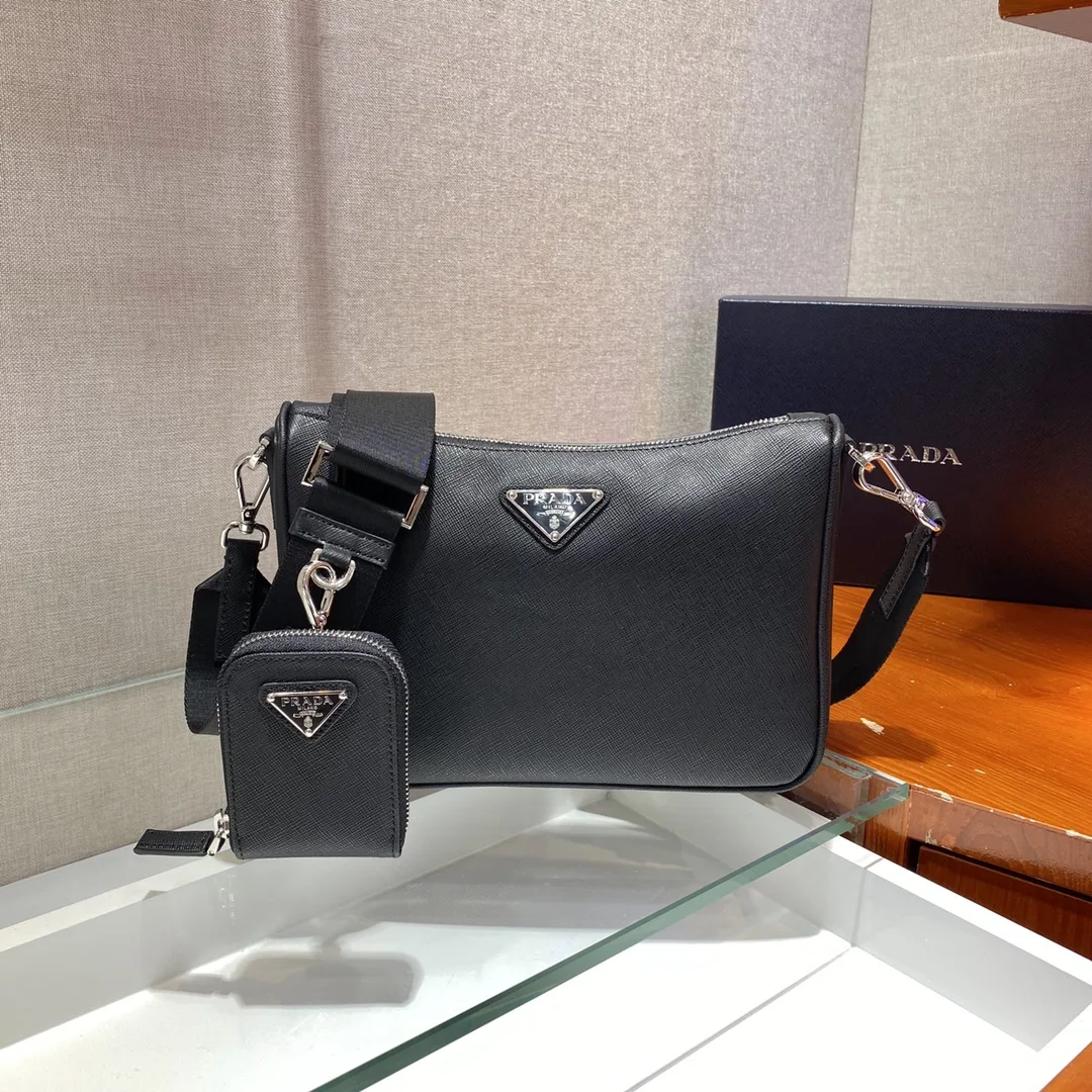 Prada Re-Nylon And Saffiano Shoulder Bag Black - Image 3