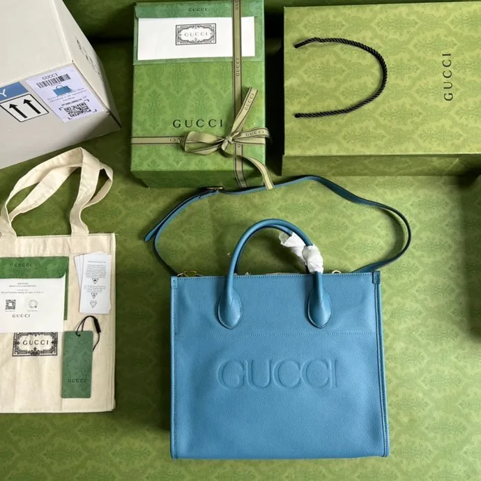 Gucci Small tote With Gucci Logo Blue / GG - Image 7
