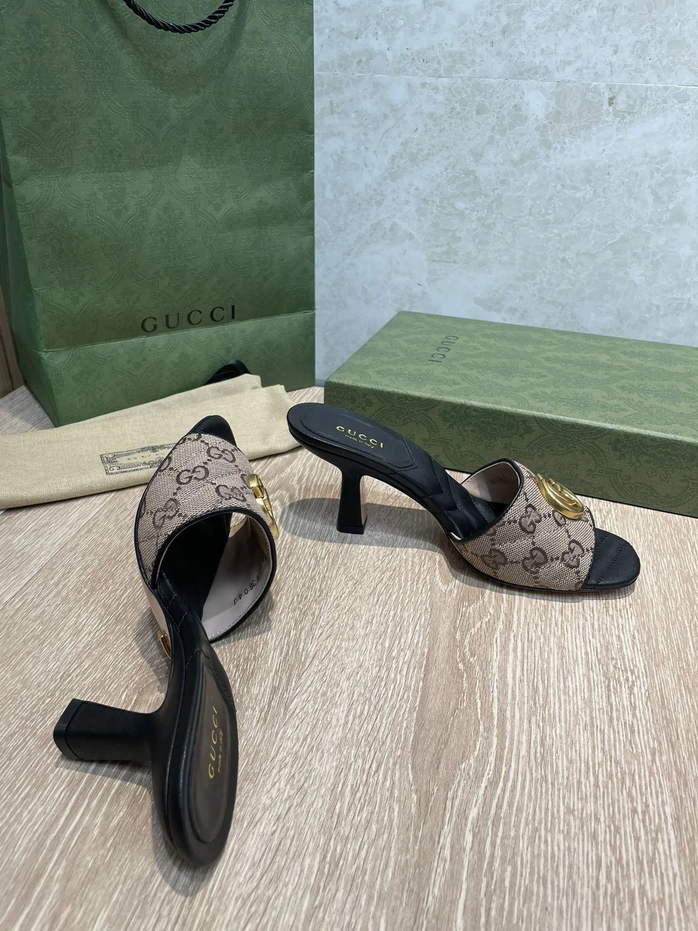 Gucci Double G Slide Sandal Chevron Matelasse Black GG - Image 6