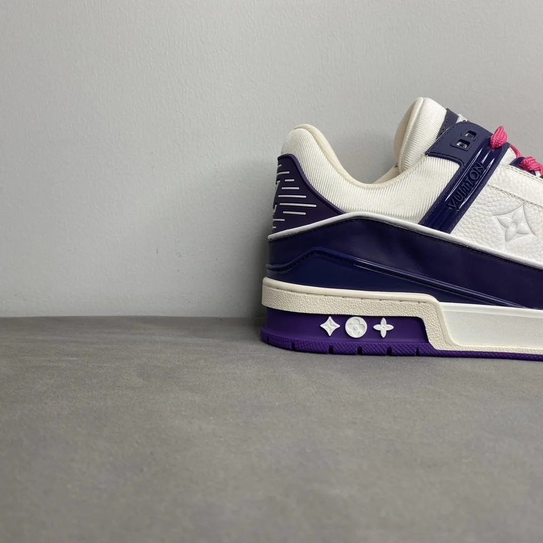 Louis Vuitton Trainer Sneaker Mix Of Materials White/Purple Virgil Abloh - Image 5