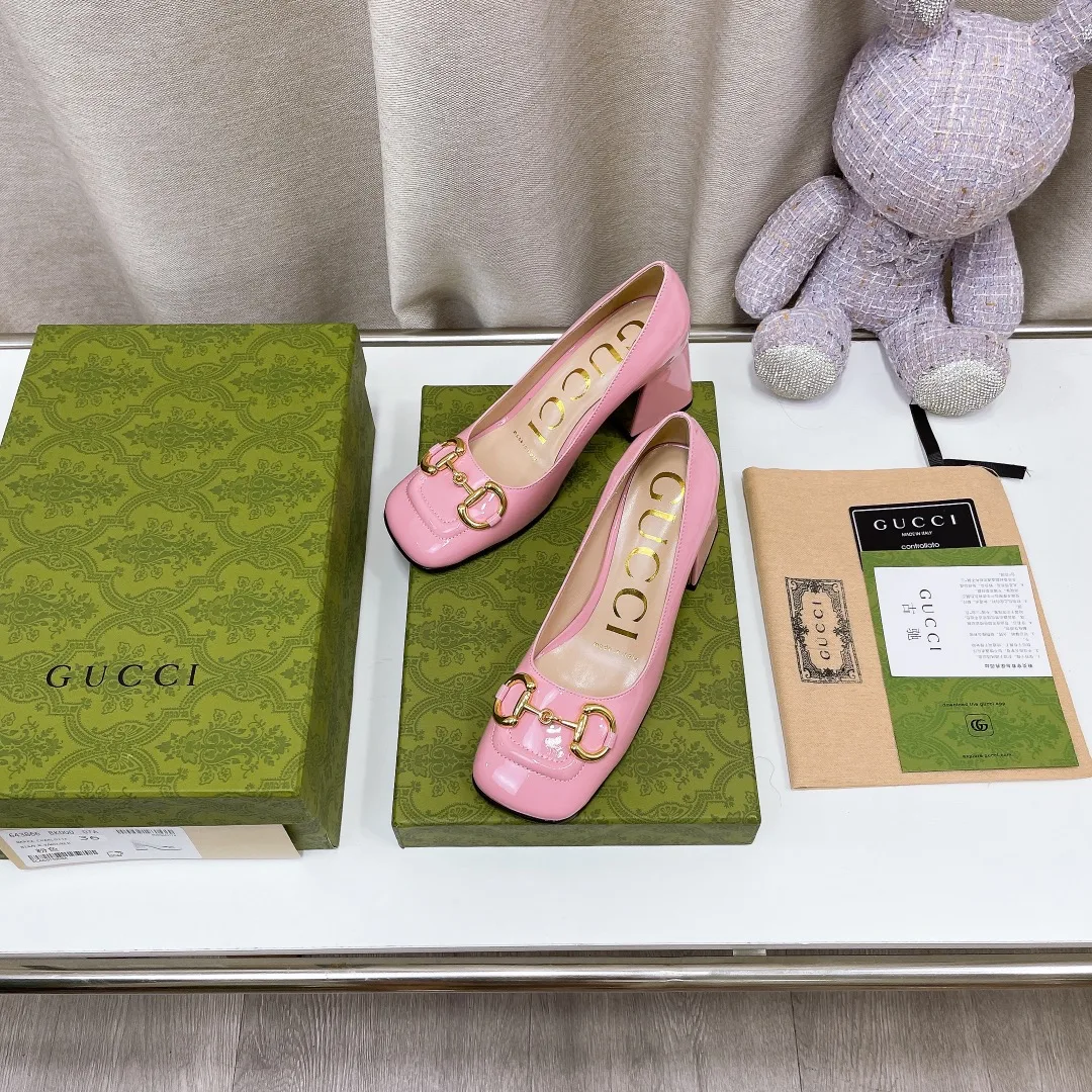 Gucci Women’s Mid-Heel Slingback With Horsebit Light Pink GG - Image 5
