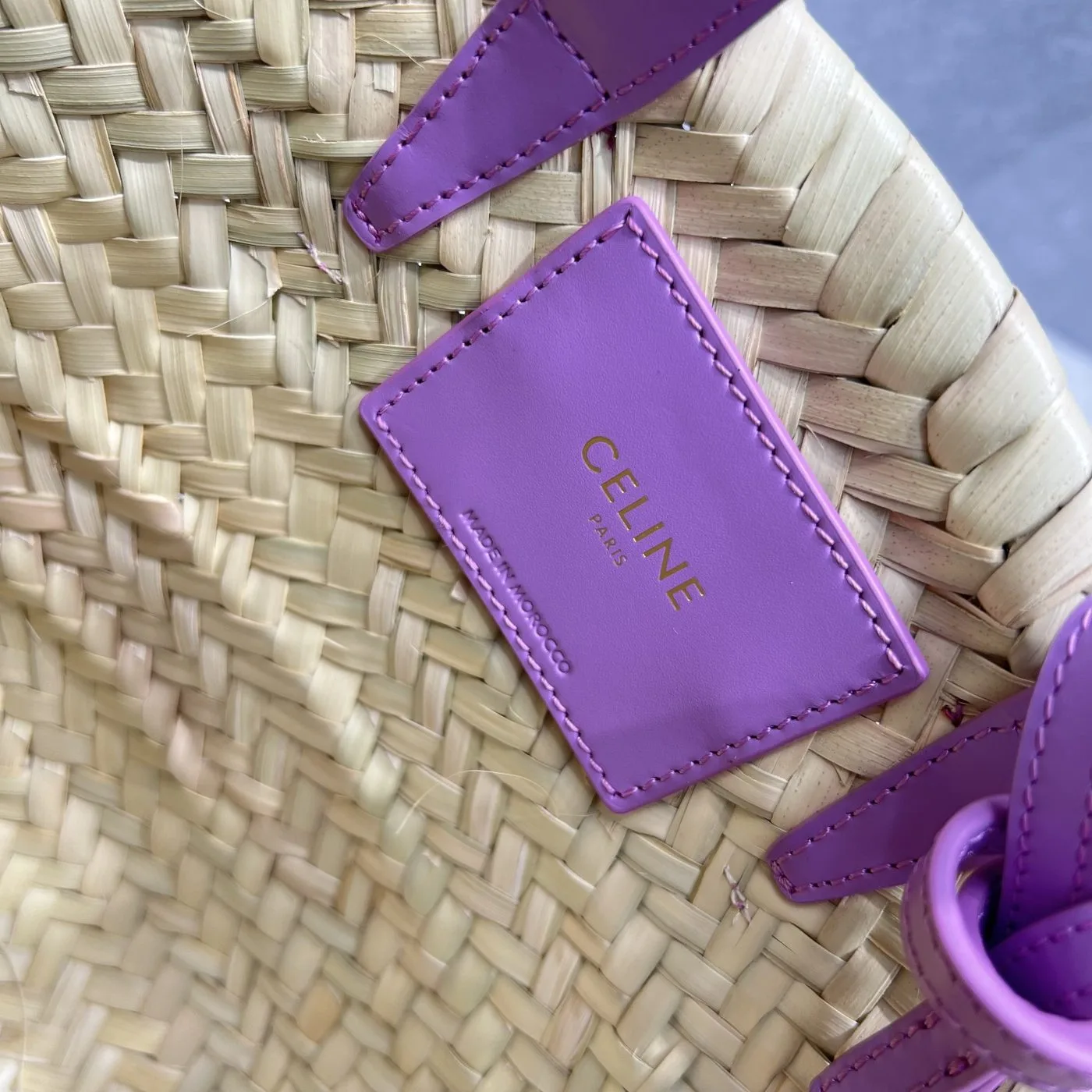 Alternative view of Celine Teen Triomphe Celine Classic Panier In Palm Leaves And Lizard Violet /
