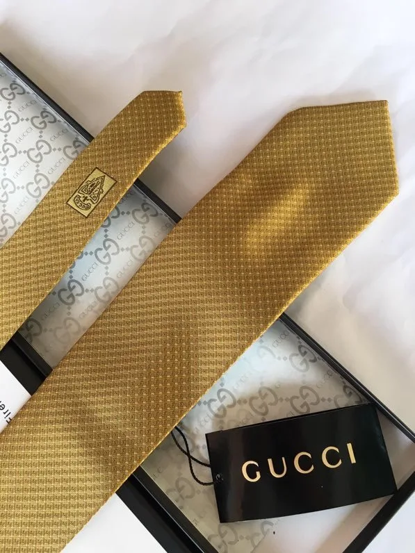 Gucci Silk Tie Yellow GG Men - Image 5