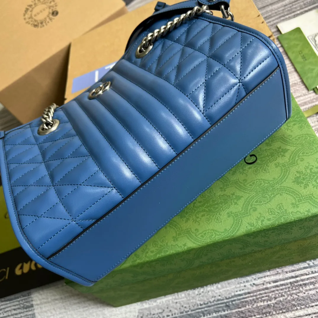 Gucci Marmont Small Matelasse Tote Blue - Image 4