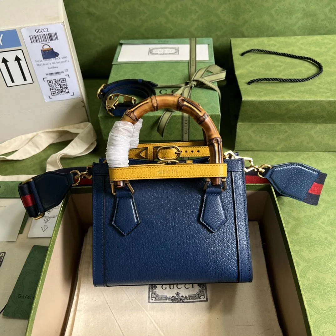 Gucci Diana Mini Tote Bag Canvas Lining Blue / GG - Image 6