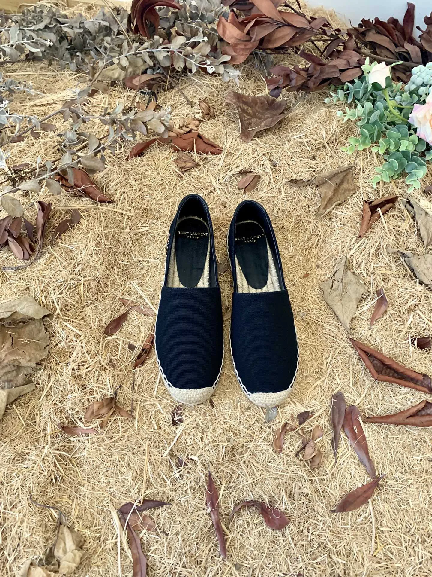 Saint Laurent Saint Laurent Embroidered Espadrilles Black YSL - Image 5