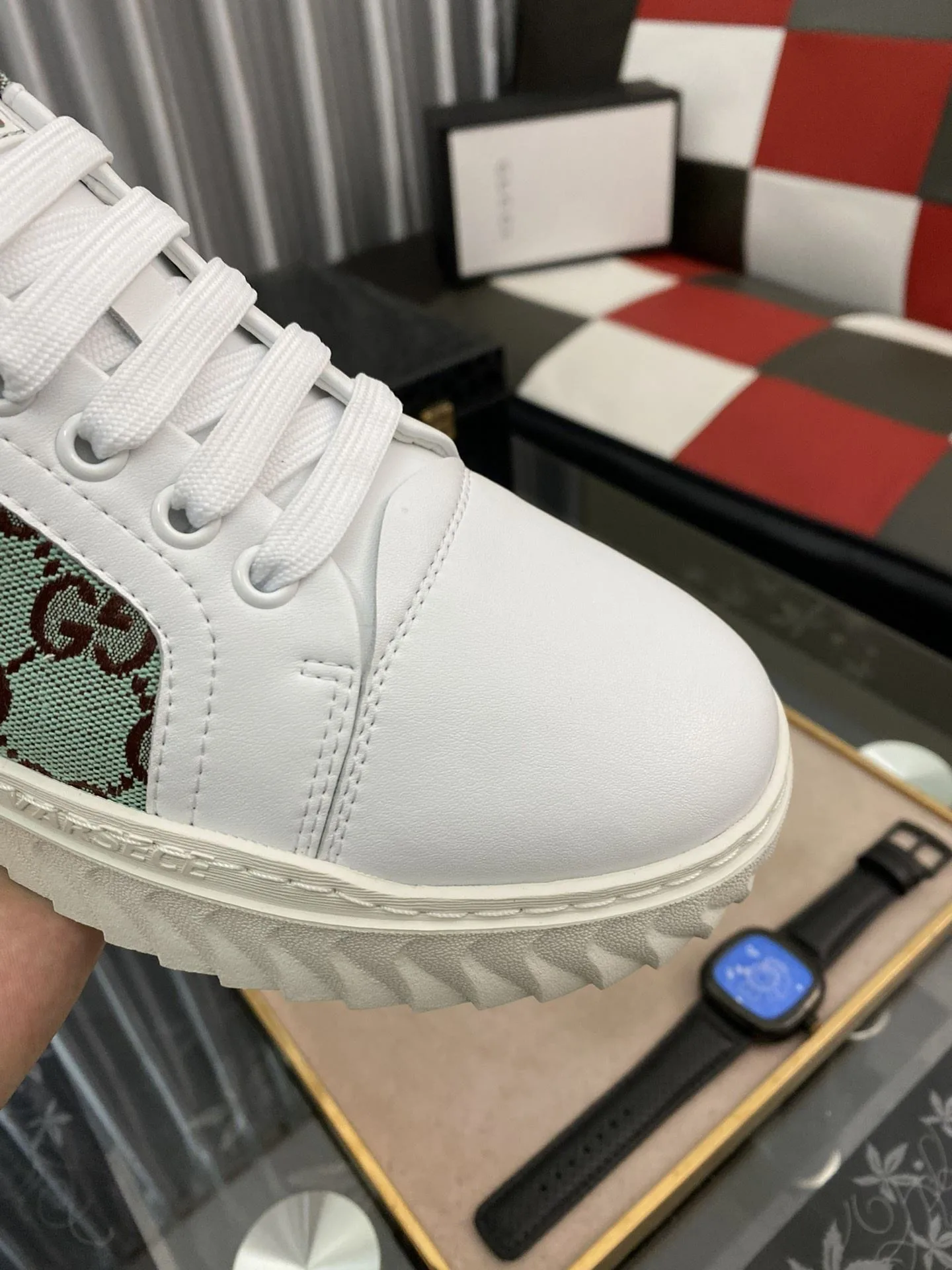 Gucci Men’s GG Ace Sneaker Green And White - Image 5