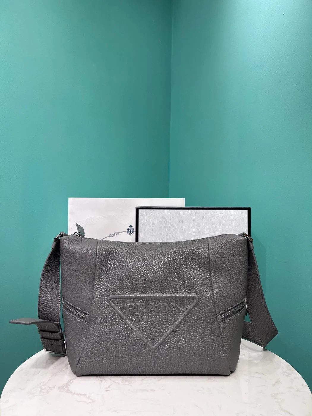 Prada Bag With Shoulder Strap In Grey / 2VH165_2BBE_F0K44_V_OOO - Image 5