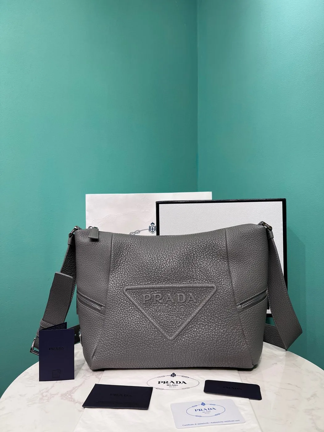Prada Bag With Shoulder Strap In Grey / 2VH165_2BBE_F0K44_V_OOO - Image 4