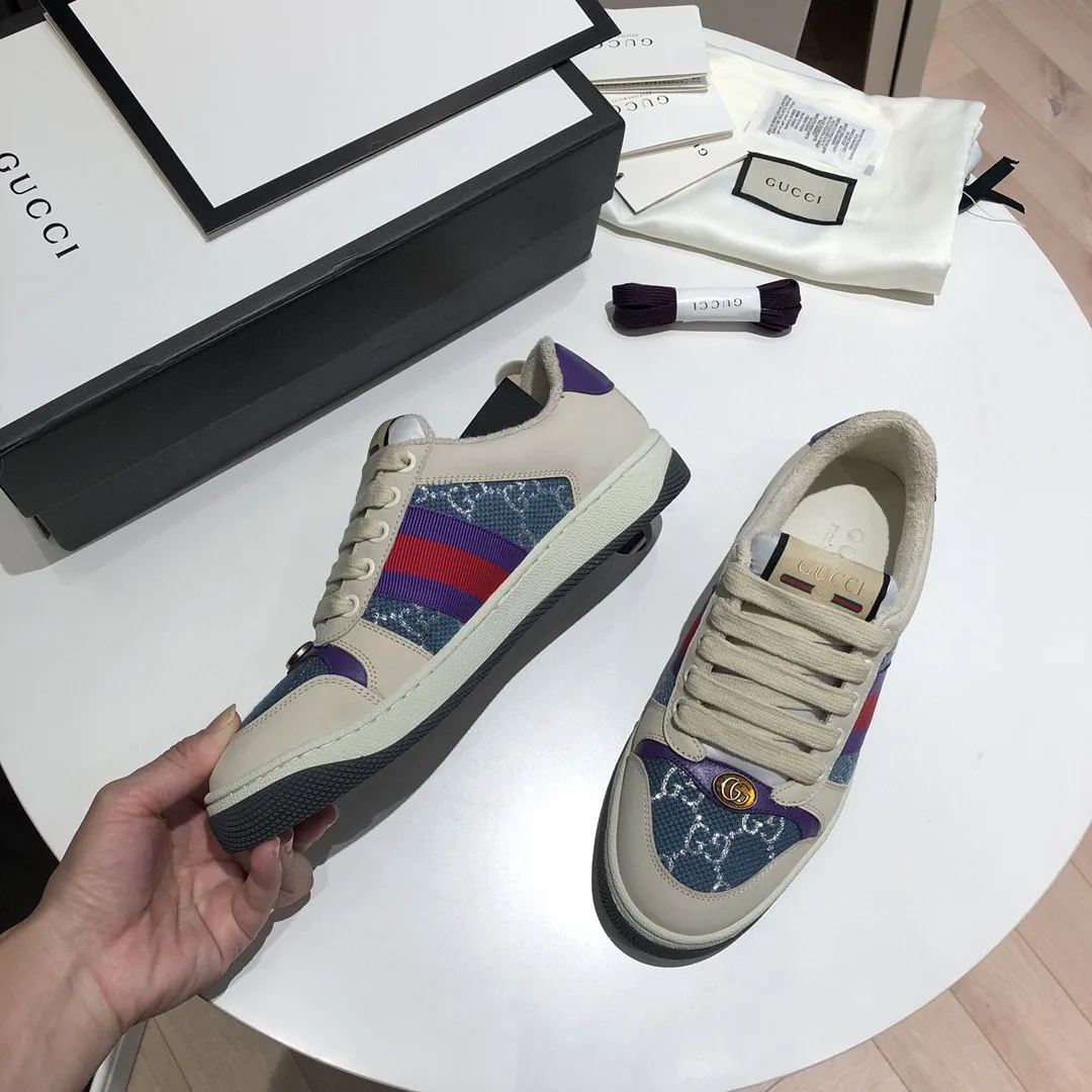 Gucci Men’s Screener Low-Top Blue GG Lamé - Image 5