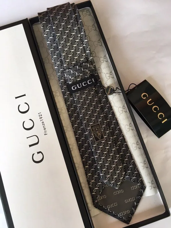 Gucci G Silk Jacquard Tie Dark Grey GG Men - Image 5