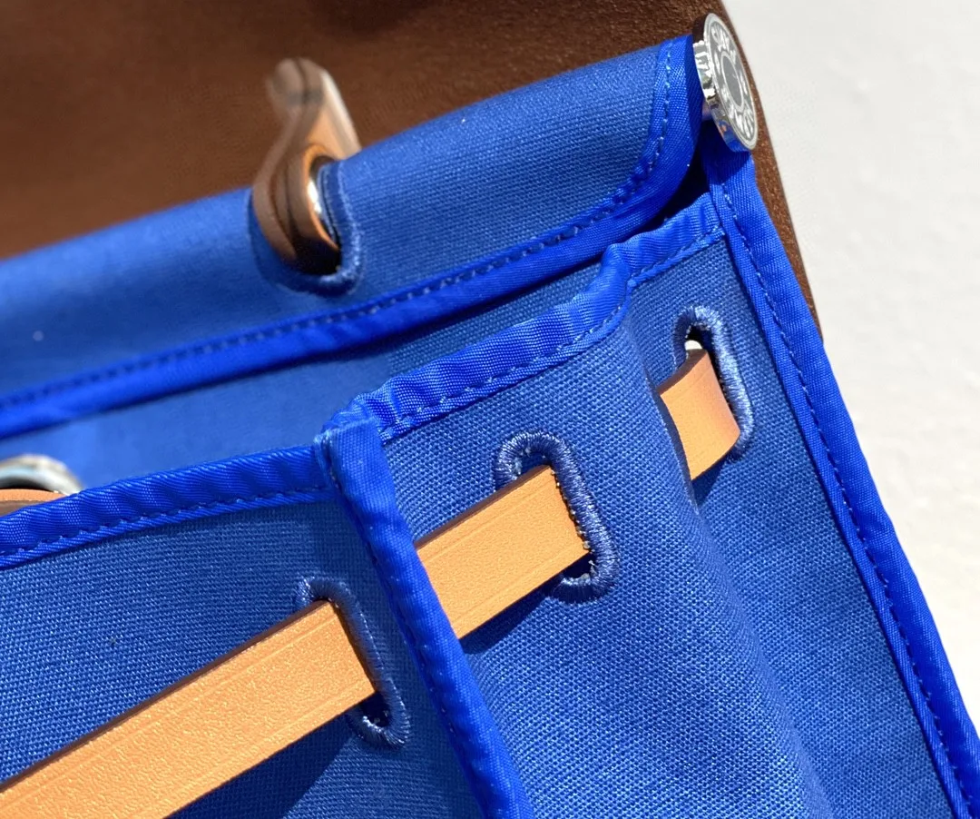Hermes Herbag Zip Bag Blue, Silver Toned Hardware Bag - Image 4