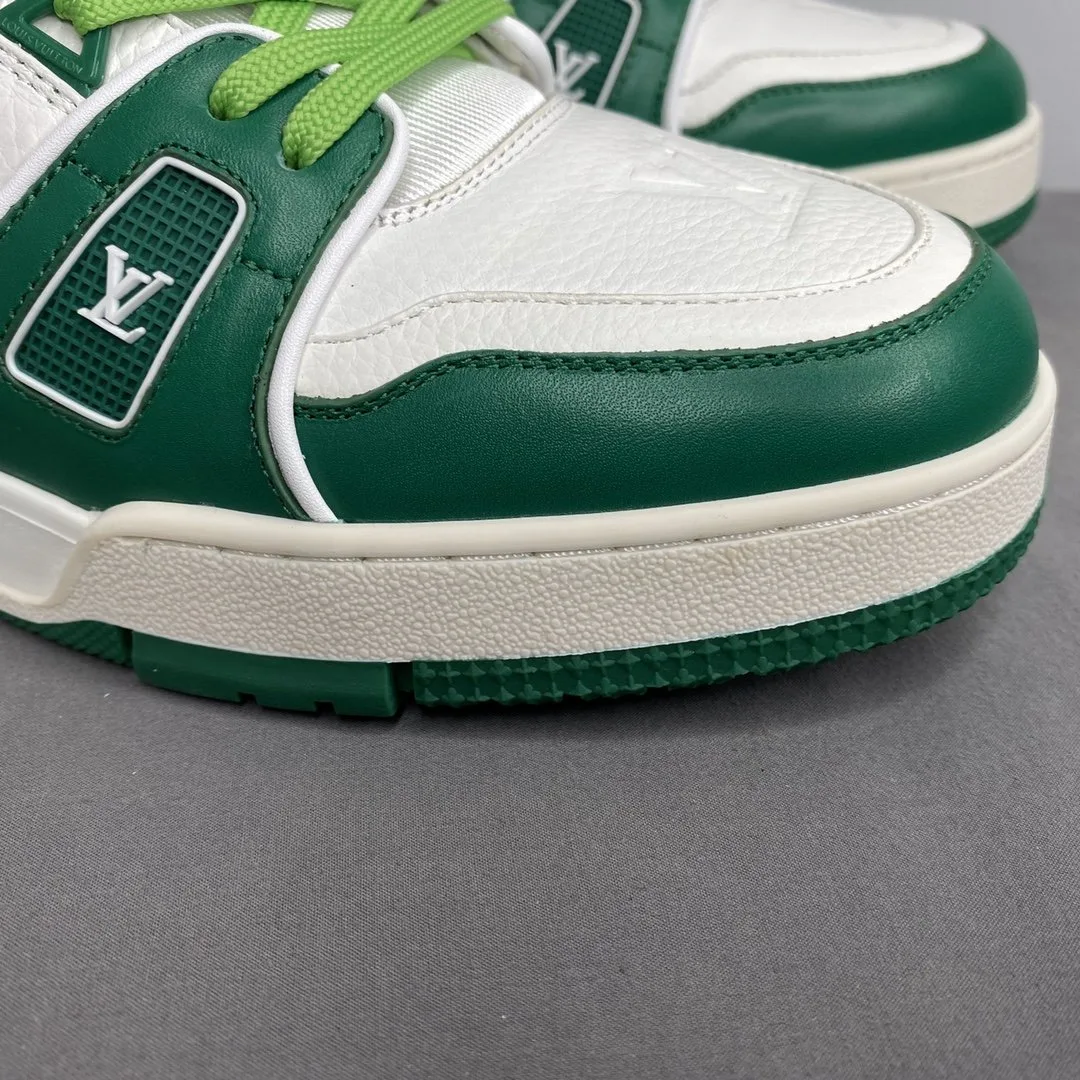 Louis Vuitton Trainer Sneaker Mix Of Materials White/Green Virgil Abloh LV 1A9VNK - Image 5