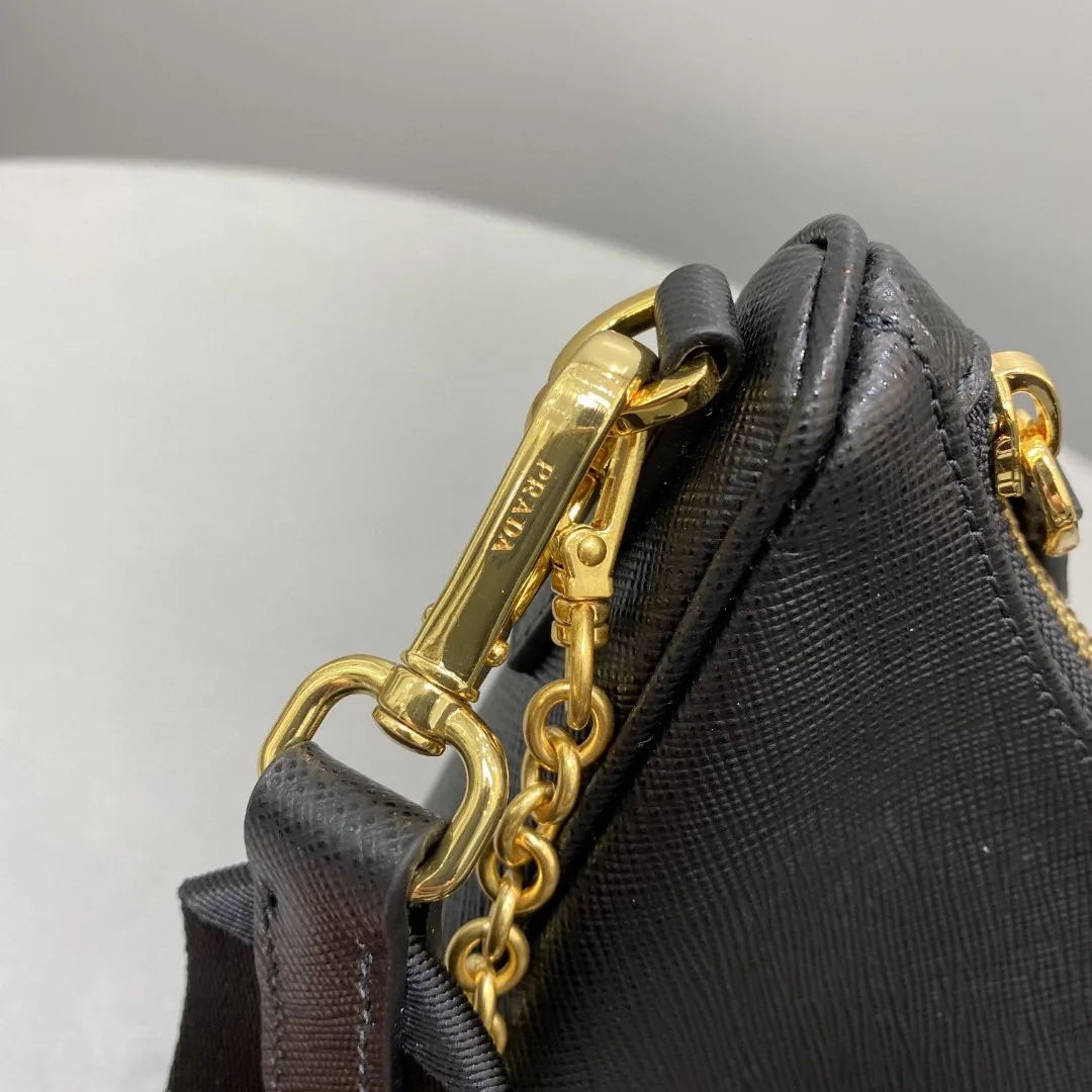 Prada System Nappa Patchwork Shoulder Bag Black - Image 4