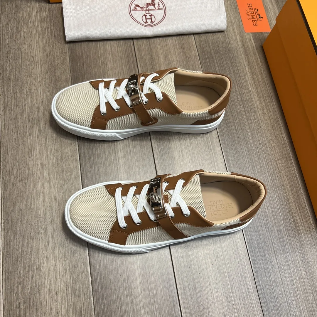 Hermes Casual Sneakers Beige - Image 7