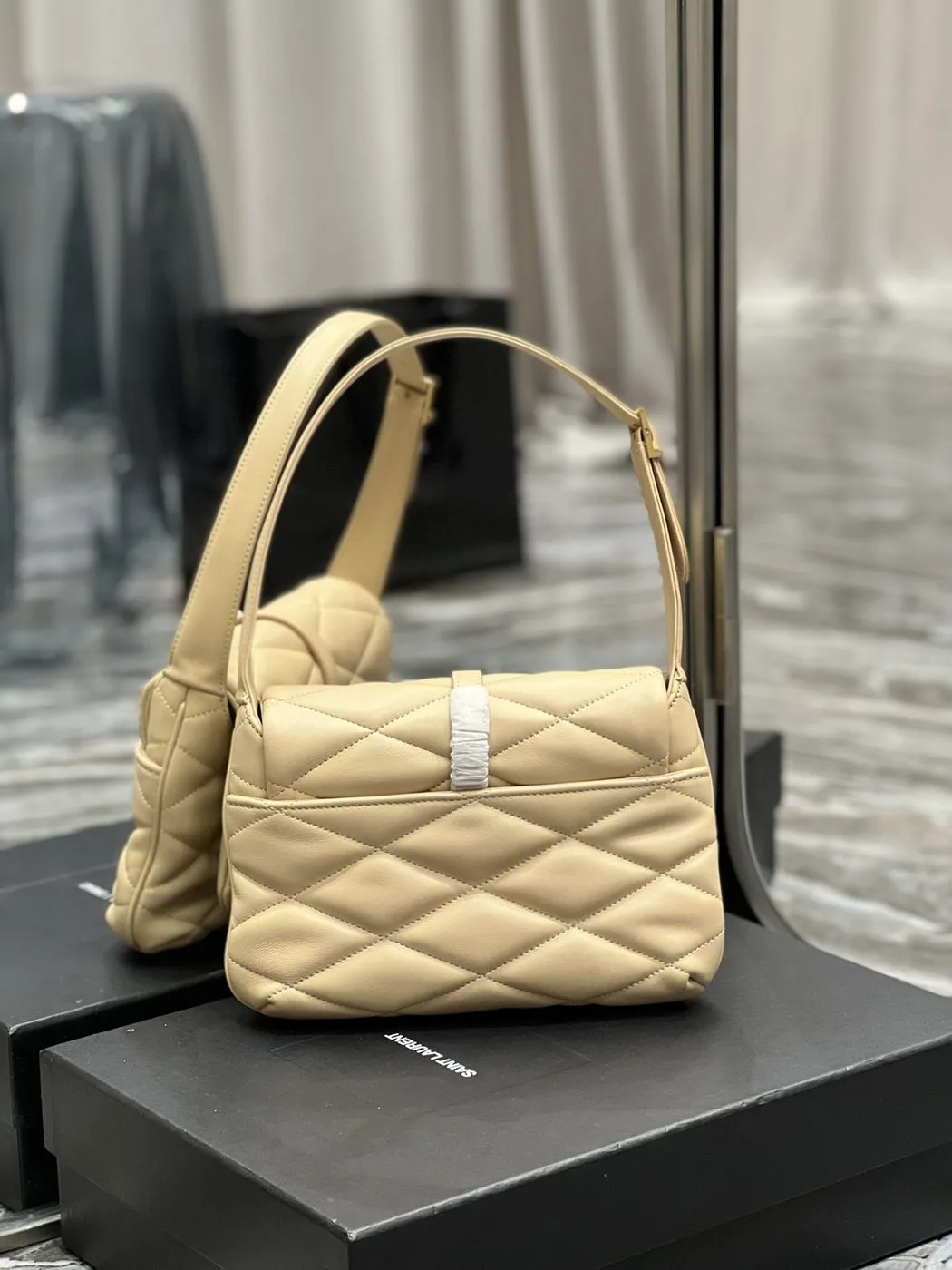 Saint Laurent Le 57 Hobo Shoulder Bag Beige - Image 3