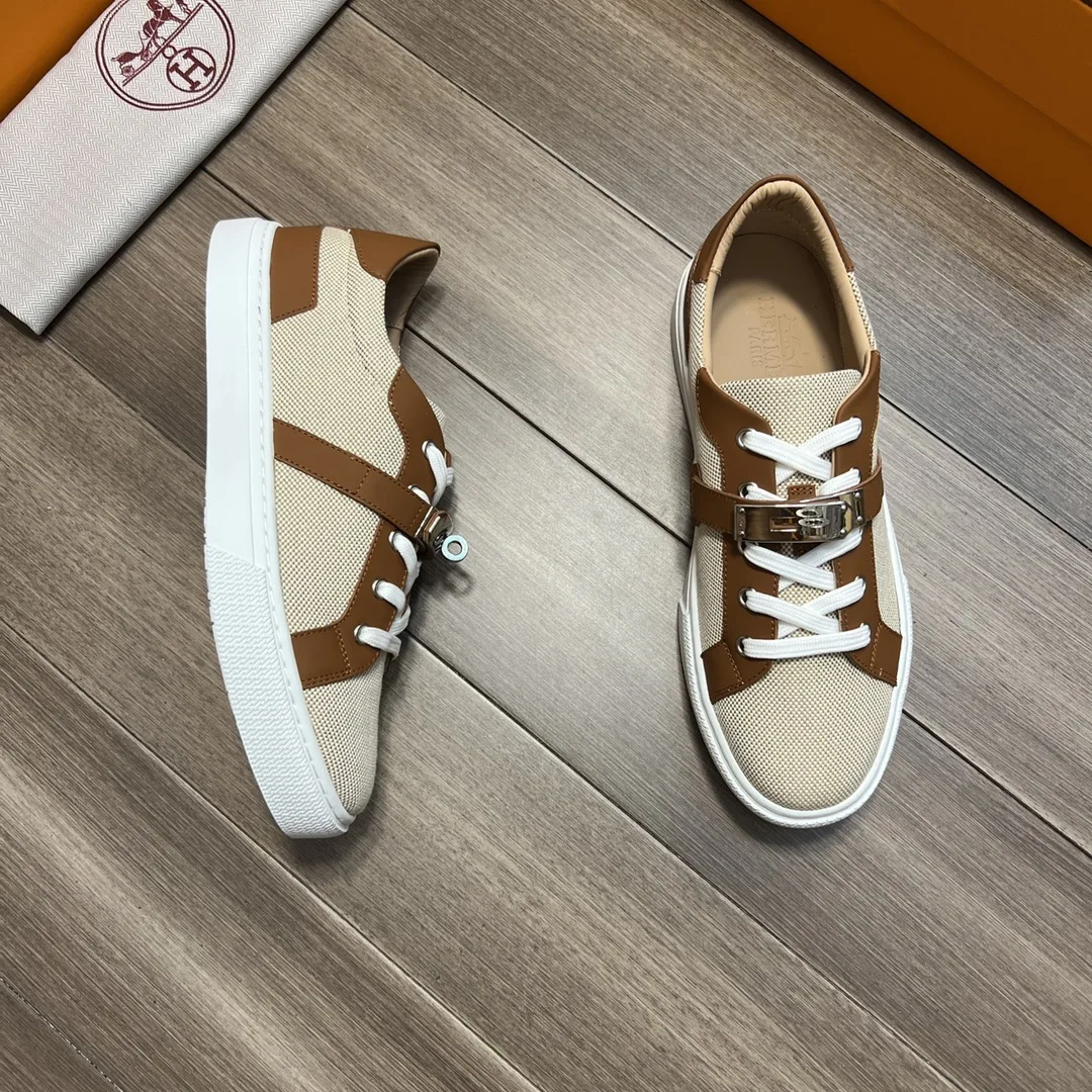 Hermes Casual Sneakers Beige - Image 6