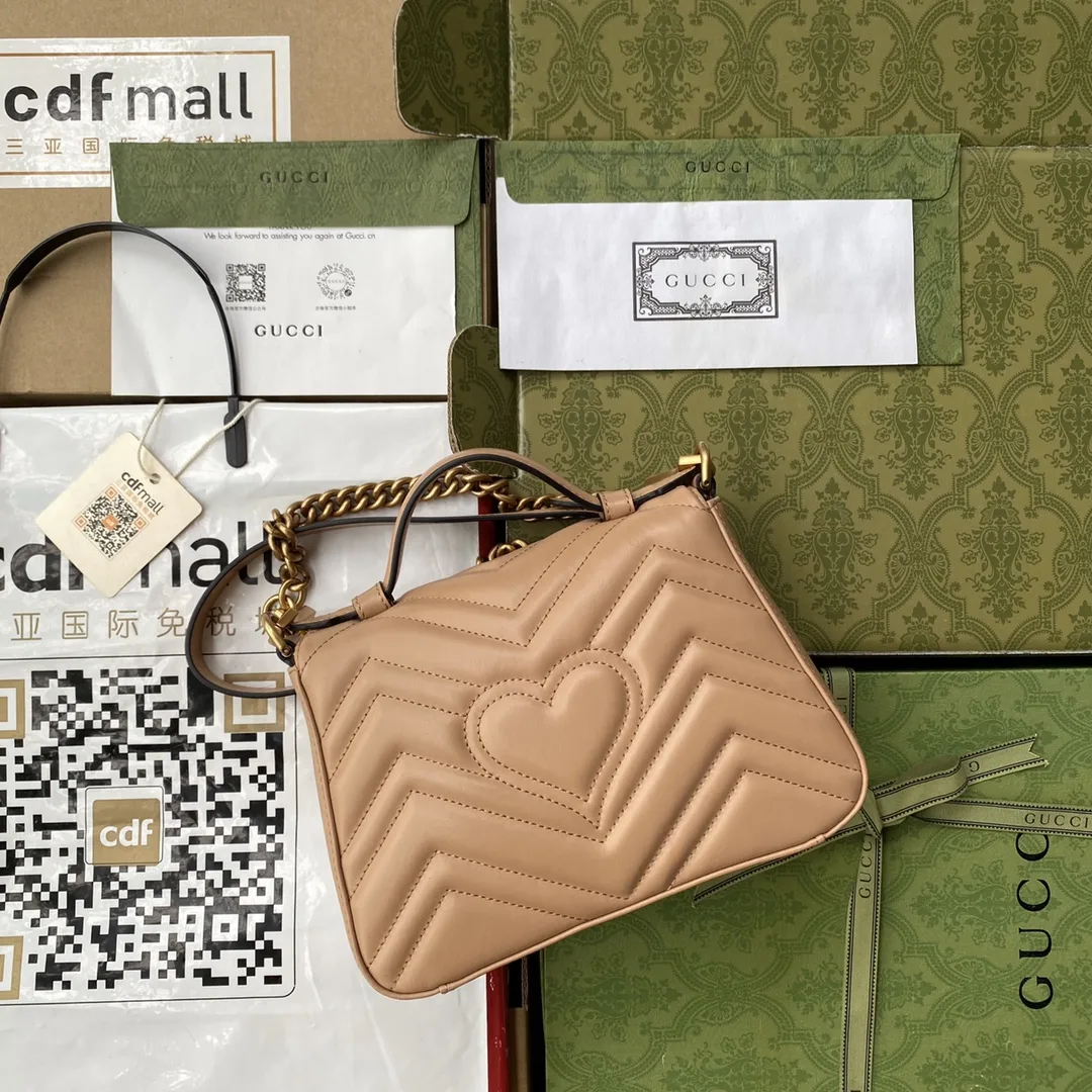 Gucci GG Marmont Mini Top Handle Bag Beige - Image 2