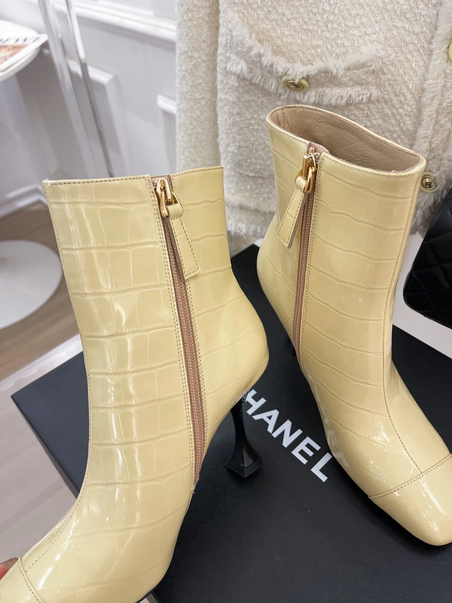 Chanel Women’s Short Boots Beige - Image 5