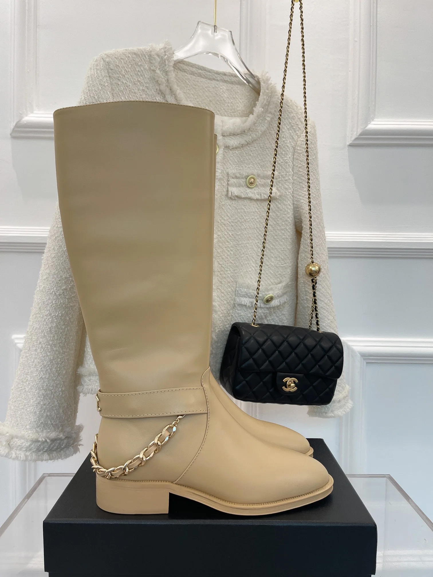 Chanel Ankle Boots With Chain Beige / - Image 8