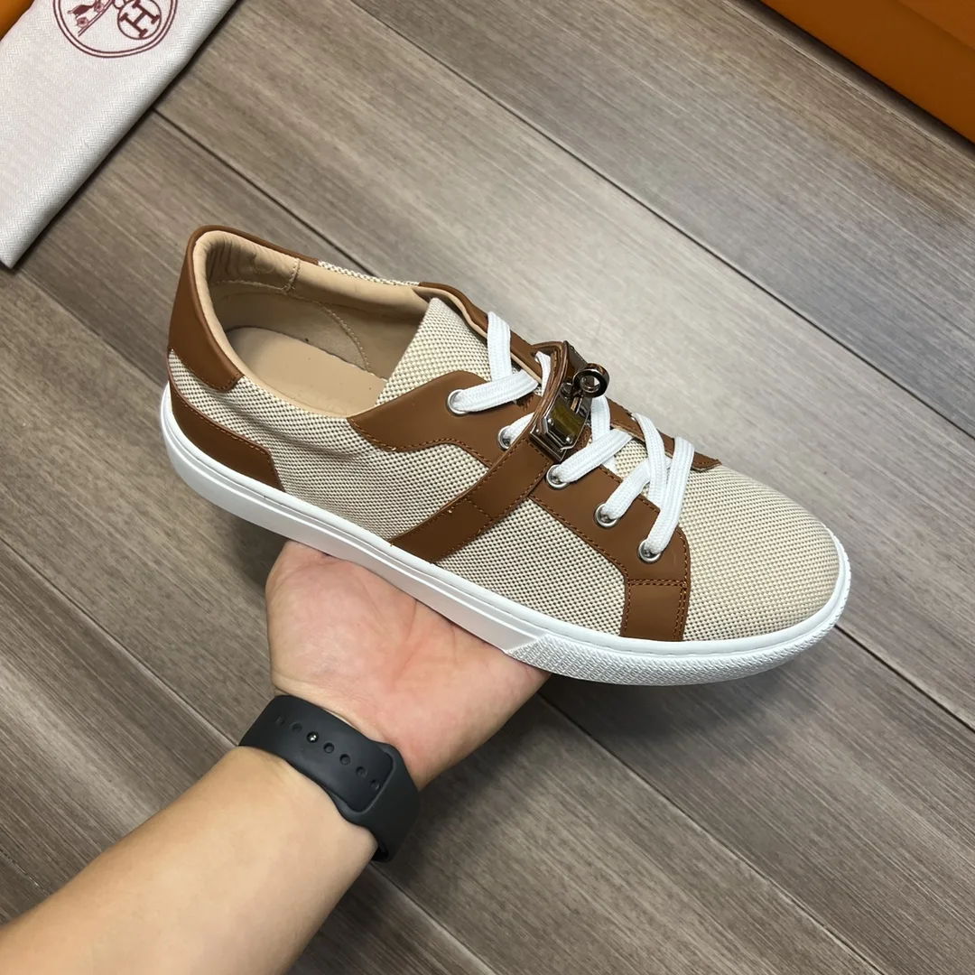 Hermes Casual Sneakers Beige - Image 4