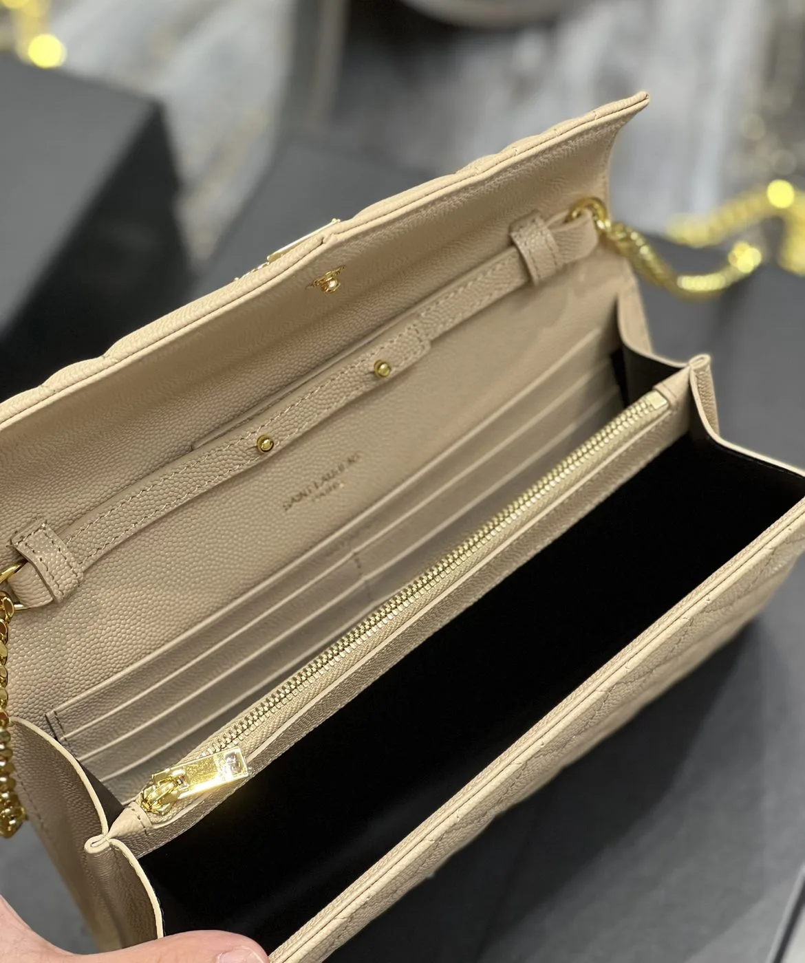 Saint Laurent Envelope Small Chain Bag Beige - Image 3