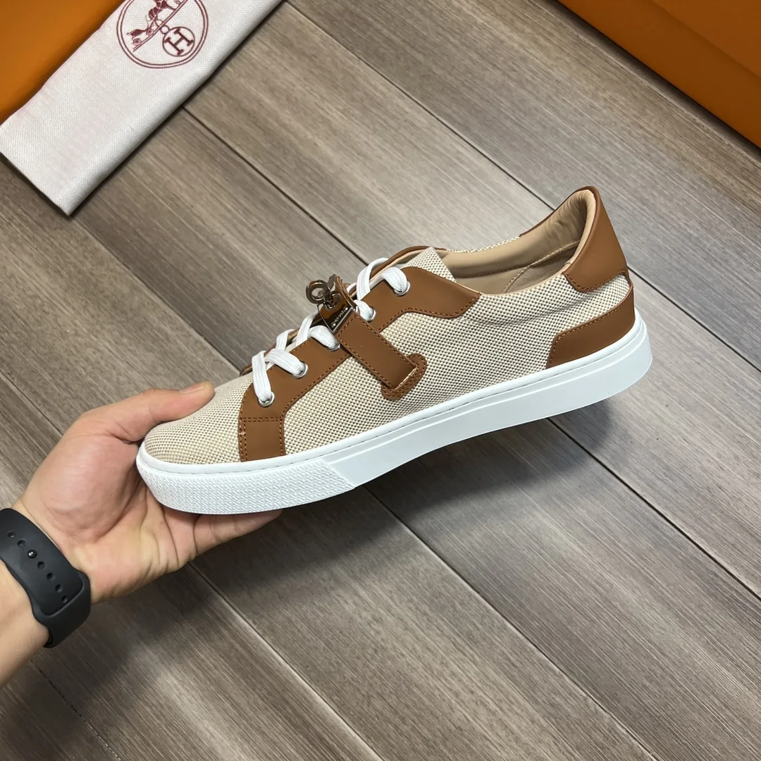 Hermes Casual Sneakers Beige - Image 3